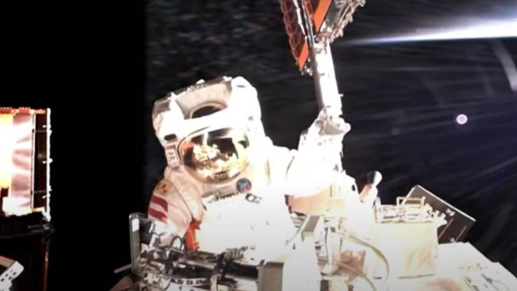 Spacewalk Chinese astronauts installed shielding on Tiangong station Watch Video