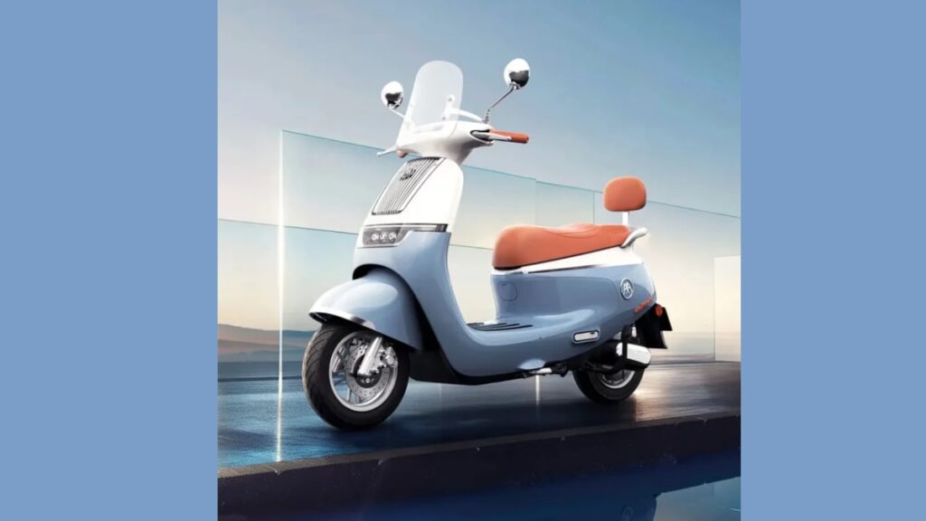 Aima Q7 electric motorcycle price 4599 yuan Vespa styled design 100km range launched features