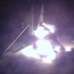 SpaceX Falcon 9 rocket booster returning after launch became a ball of fire video