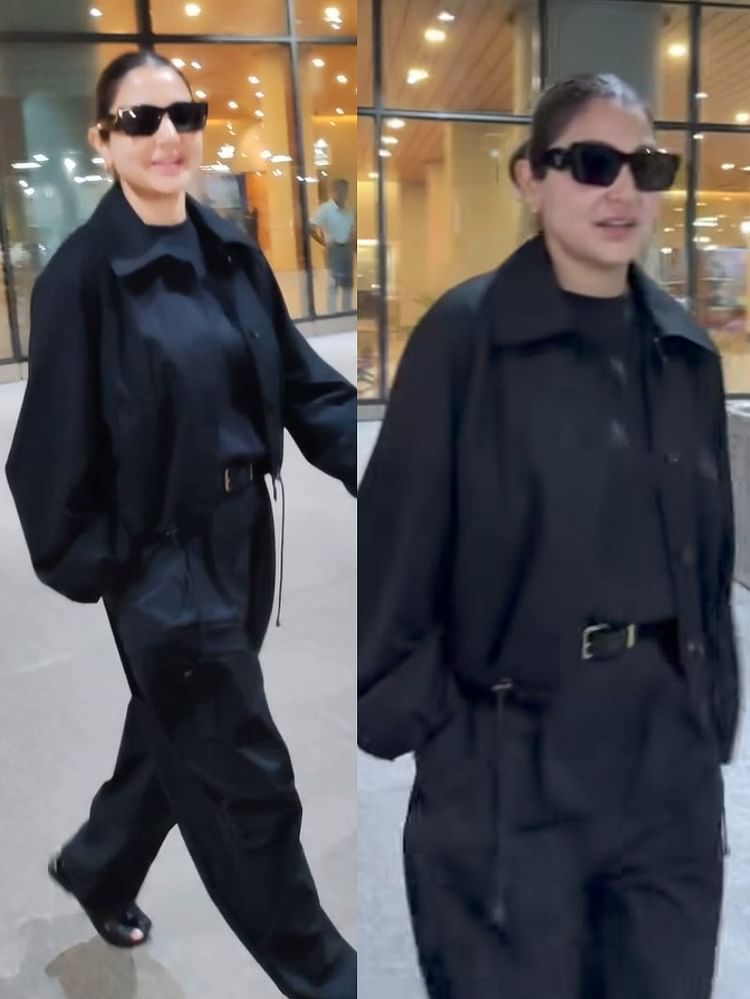 Anushka Sharma returned to India in an all black look