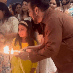 Salman was seen getting his niece Ayat to perform the aarti of Lord Ganesha at arpita sharma house | Salman was seen getting his niece Ayat to perform the aarti of Lord Ganesha: He became a part of the installation at sister Arpita’s house, Yulia Vantur was also present with the Khan family