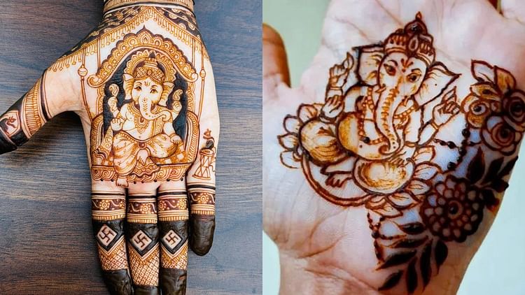 Ganpati Visarjan Mehndi Design 2024 For Front And Back Hand - Amar Ujala Hindi News Live