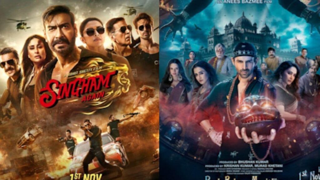 Bhool Bhulaiyaa 3 vs Singham Again Collection india worldwide day 3 kartik ajay films