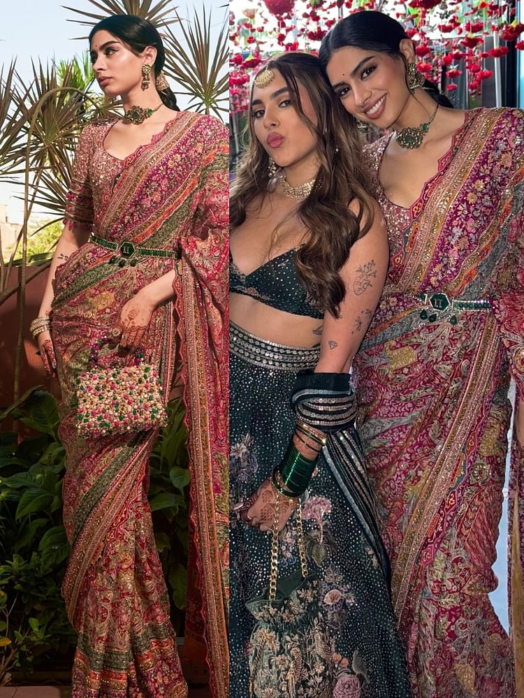 Khushi Kapoor's royal style in best friend's mehendi