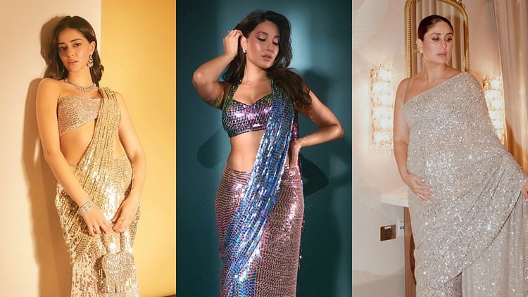 Year Ender 2024 Celebrities In Sequence Saree See Photos - Amar Ujala Hindi News Live