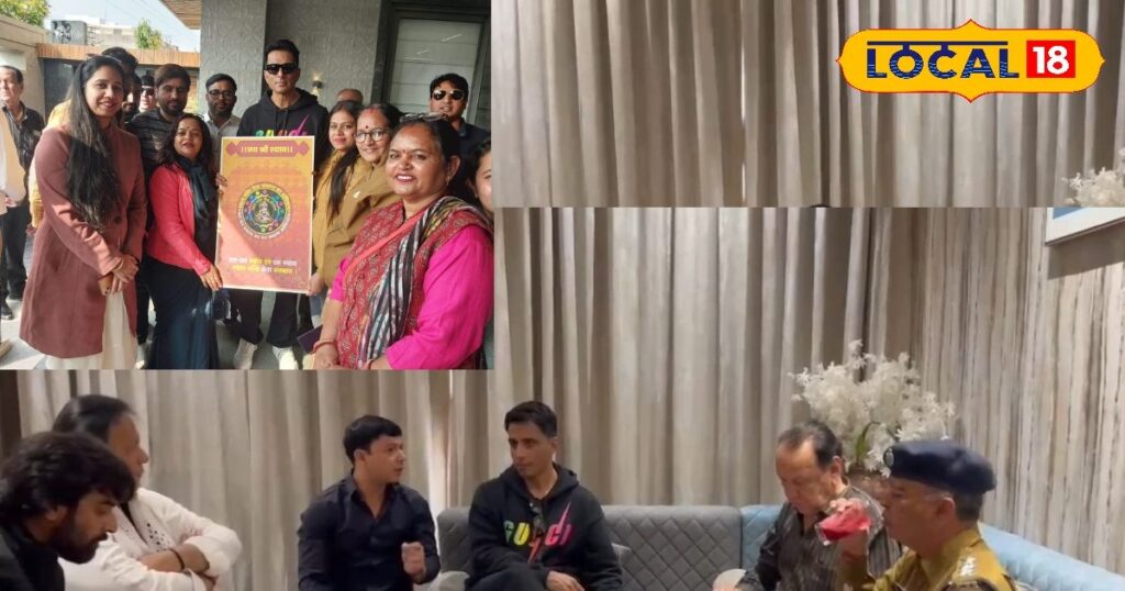 Film actor Sonu Sood reached Jodhpur, released Shyam Bhakti poster, race broke out to get selfies taken