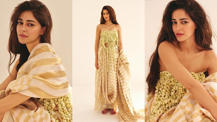 Ananya panday new look in saree and floral blouse viral on social media - Amar Ujala Hindi News Live