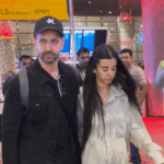 hrithik roshan saba azad hold each other close return after celebrating new year in dubai | Hrithik and Saba returned to Mumbai after celebrating New Year: Actor seen protecting his girlfriend at the airport; Fans said- beautiful couple