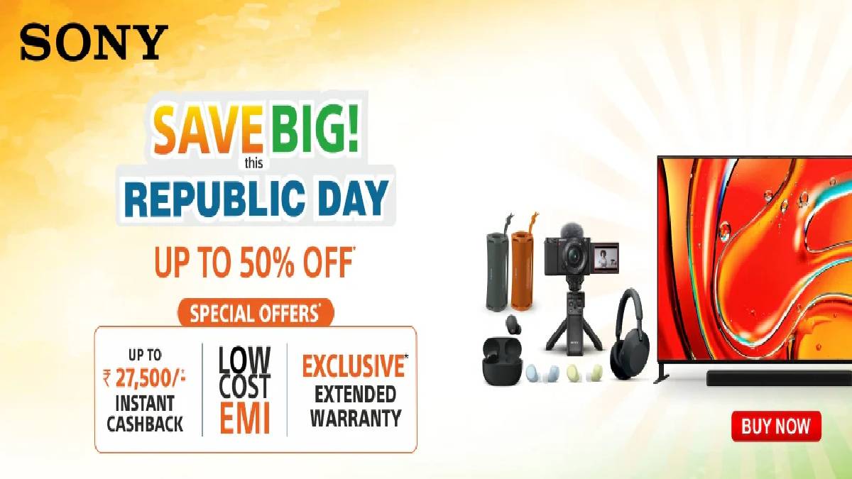 Sony Republic Day Sale Deals on TV Headphones Speakers save upto rs 25000 all offer details