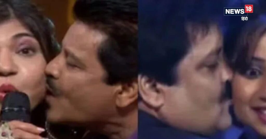 Many records of KISS on Udit Nayaran, have also done this act with 30 years younger singer, cheek of Alka Yagnik ..